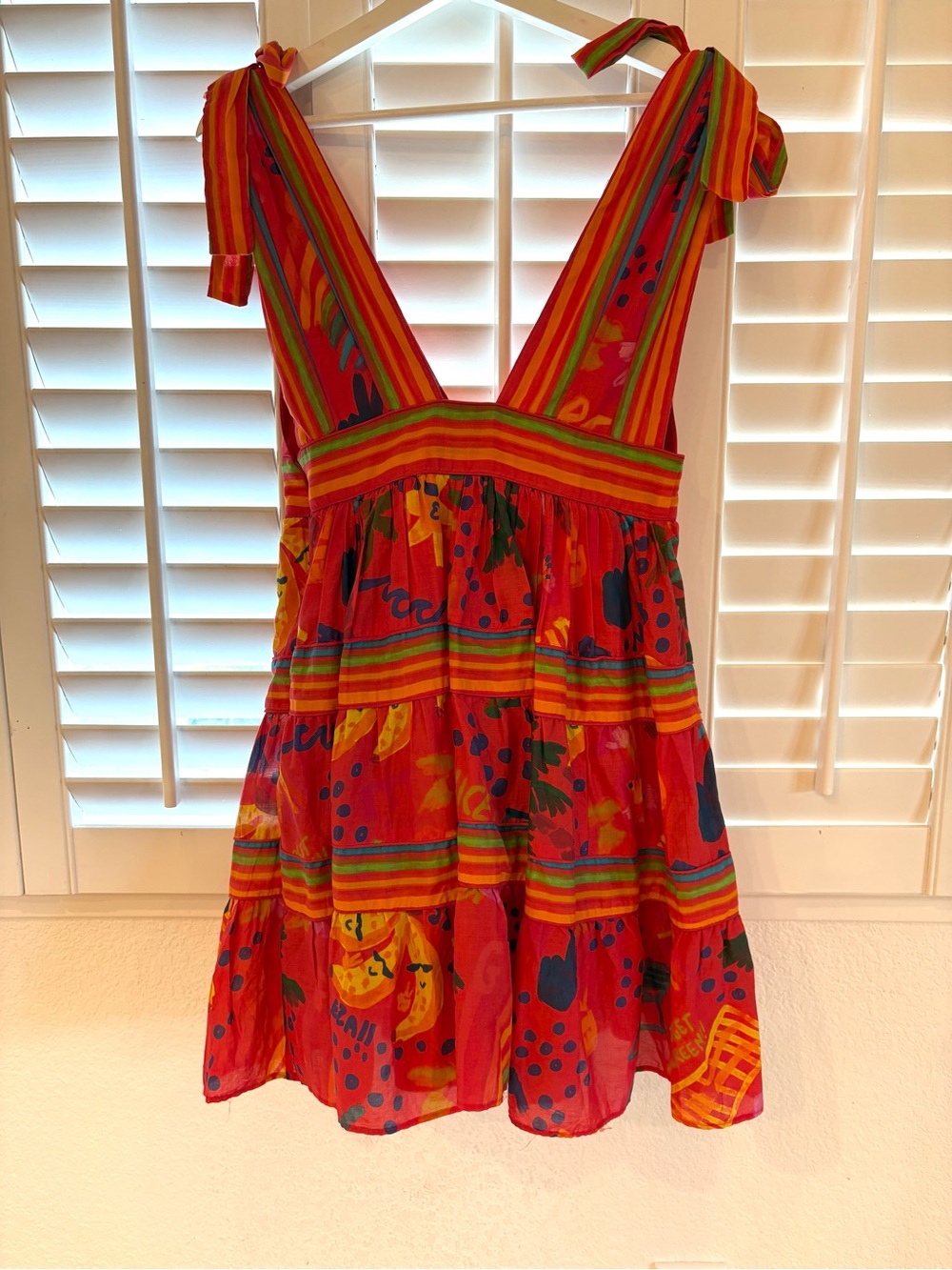 Farm Rio Good Vibes Mini Dress, Red - Picture 5 of 5